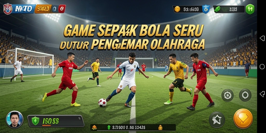 Screenshot gameplay BENTO4D yang menampilkan aksi sepak bola intens.