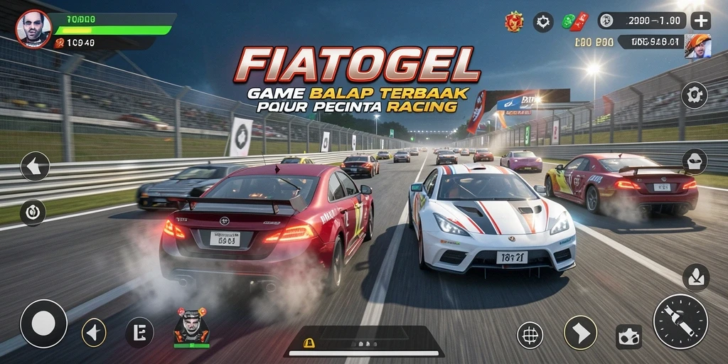 Tampilan seru balapan di FIATOGEL dengan mobil kencang.