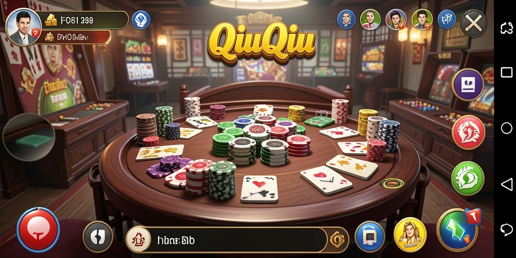 Tampilan gameplay QiuQiu yang seru dan interaktif.