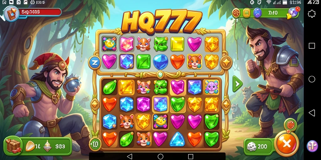 Screenshot gameplay HQ777 menampilkan keseruan mencocokkan objek Match-3.