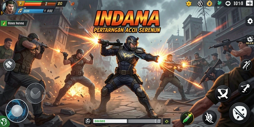 Tampilan gameplay INDAAA yang intens dan mendebarkan.