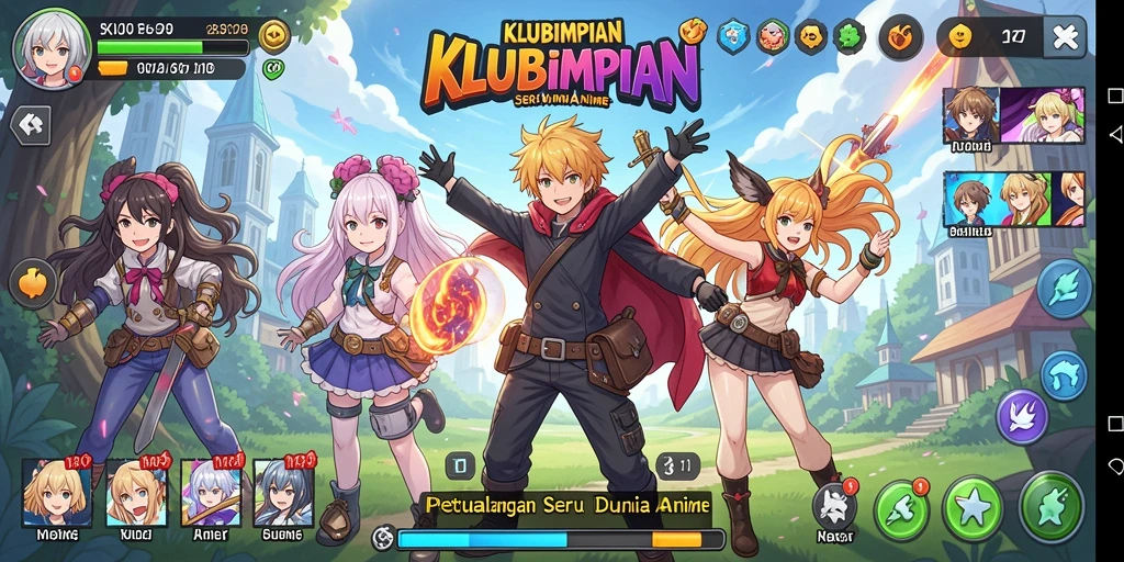 Tampilan gameplay KLUBIMPIAN yang penuh warna dan seru.