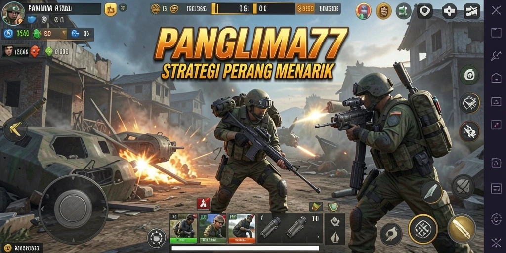 Screenshot utama PANGLIMA77 menunjukkan pertempuran strategi yang menegangkan dan mendebarkan.