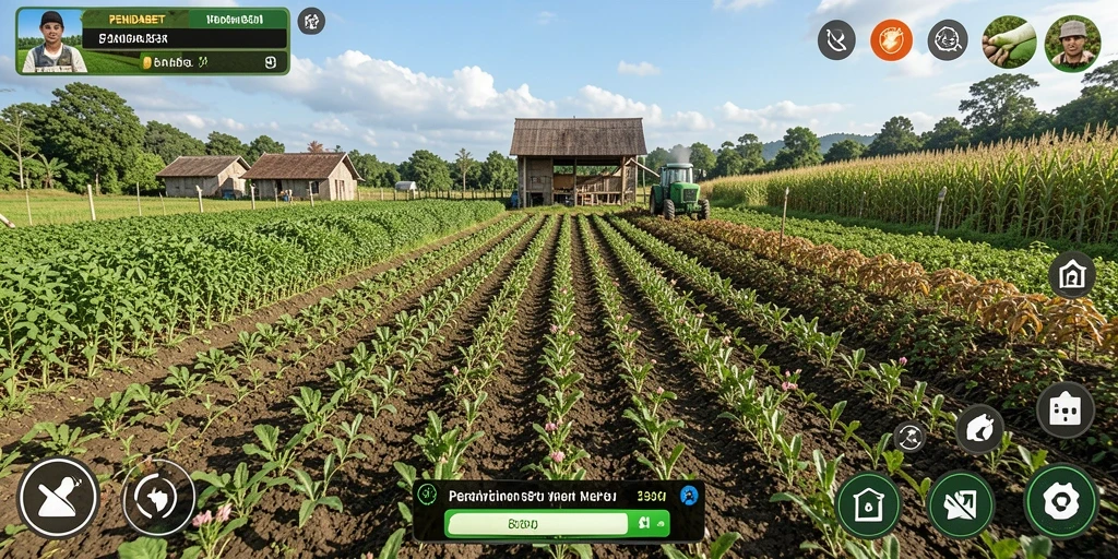 Screenshot utama PENIDABET menampilkan gameplay pertanian yang menarik.