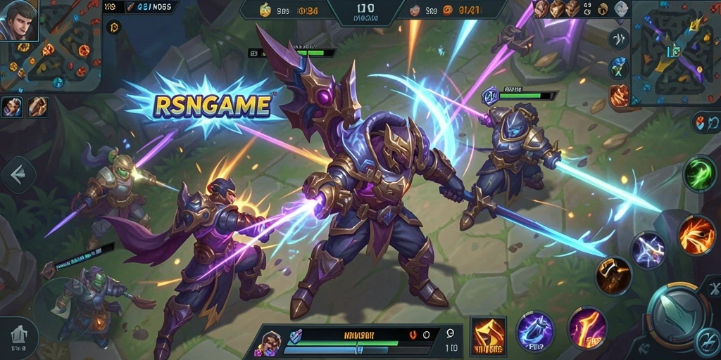Tampilan gameplay seru dari RSNGAME dalam pertempuran MOBA.