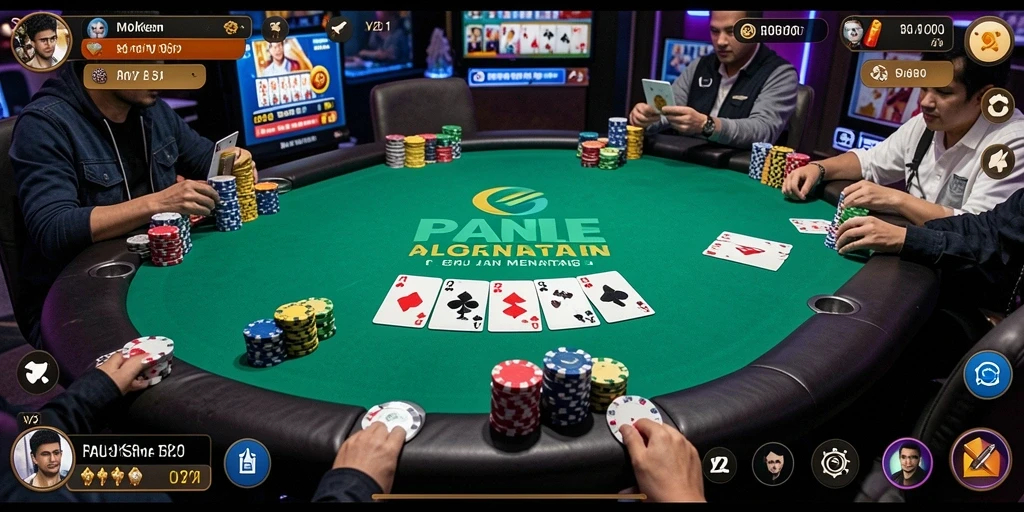 Screenshot gameplay Poker V21 yang mendebarkan.